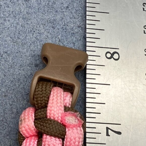 Deer Survival Paracord Bracelet 7.5 In Pink Crackle Brown Heart Silver Oval Camp - Picture 4 of 4